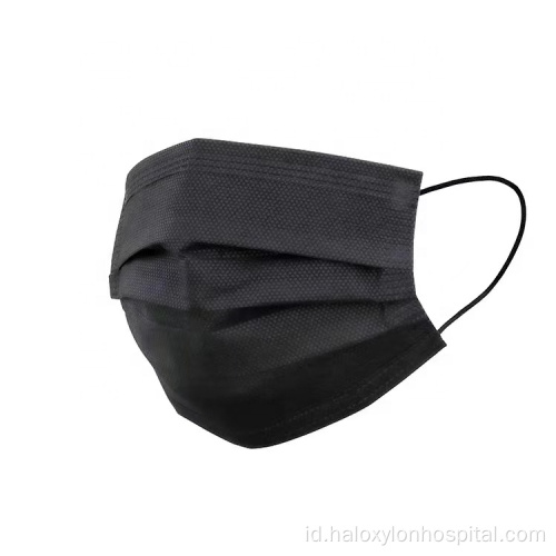 Masker wajah hitam bedah sekali pakai dengan earloop